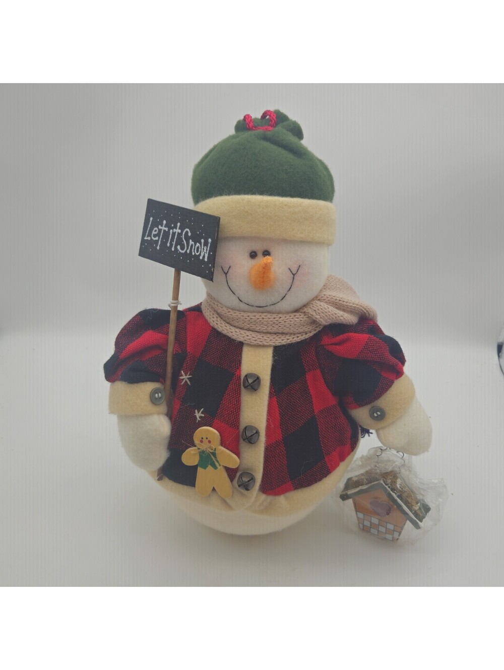 Vintage Home Interiors 13" Plush Snowman "Let It Snow" Never Used
